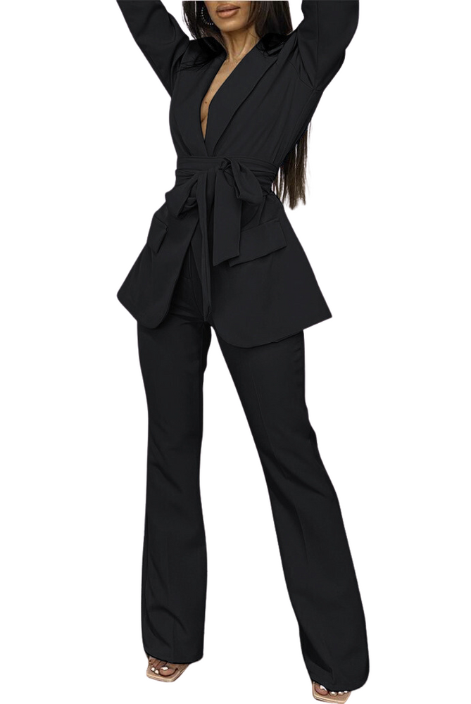 
                  
                    Tailleur Completo Donna Elegante Giacca Scollo V Cintura Pantalone Palazzo - LE STYLE DE PARIS
                  
                