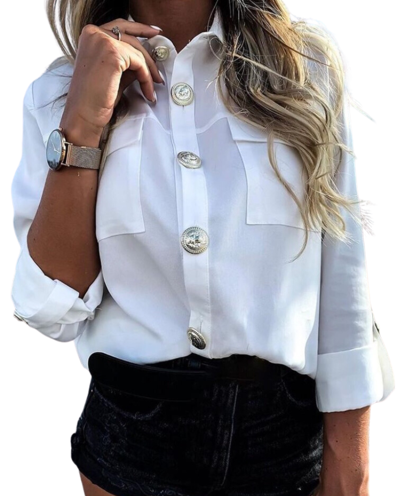 
                  
                    Camicia Donna Bottoni Manica Lunga Tasche Casual Elegante - LE STYLE DE PARIS
                  
                
