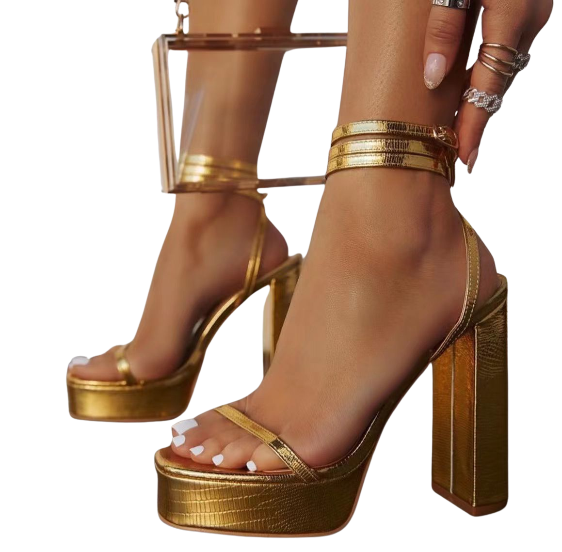 
                  
                    Sandalo Donna Scarpe Tacco Cilindro Platò Cinturino Caviglia Sensuale Elegante - LE STYLE DE PARIS
                  
                
