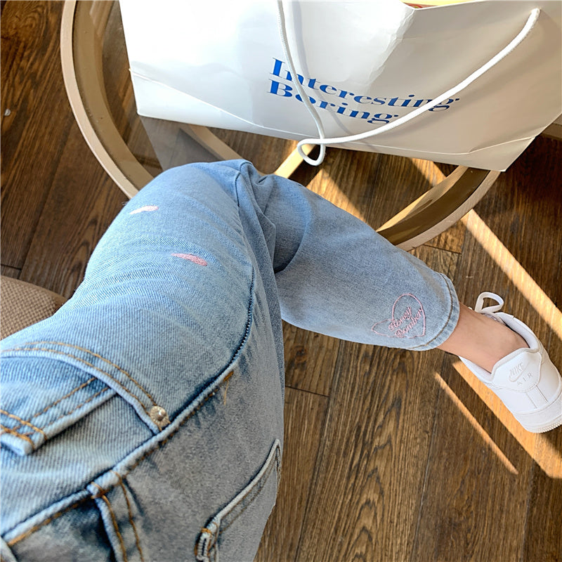 
                  
                    Jeans Donna Pantalone Fantasia Cuore Cotone Casual Comodo - LE STYLE DE PARIS
                  
                