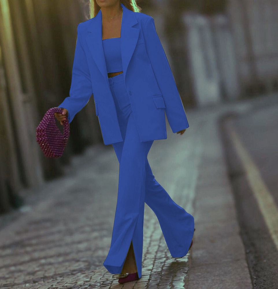 
                  
                    Tailleur Donna Elegante Giacca Blazer Pantalone Zampa Spacco - LE STYLE DE PARIS
                  
                