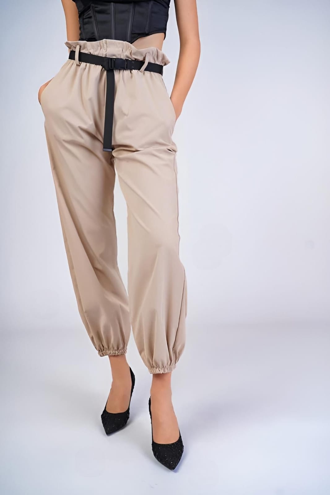 
                  
                    Pantalone Donna Cargo Elastico Tasche Passanti Morbido Cintura - LE STYLE DE PARIS
                  
                