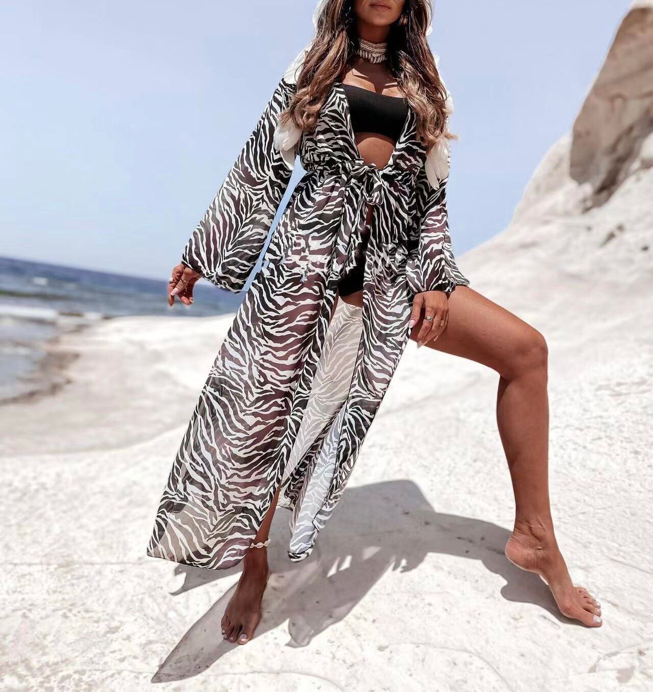 Copricostume Donna Fantasia Zebrata Animalier Moda Mare Beachwear Sensuale - LE STYLE DE PARIS