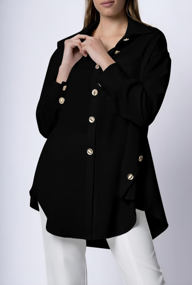 Camicia Donna Colletto Bottoni Over Size Casual Elegante - LE STYLE DE PARIS
