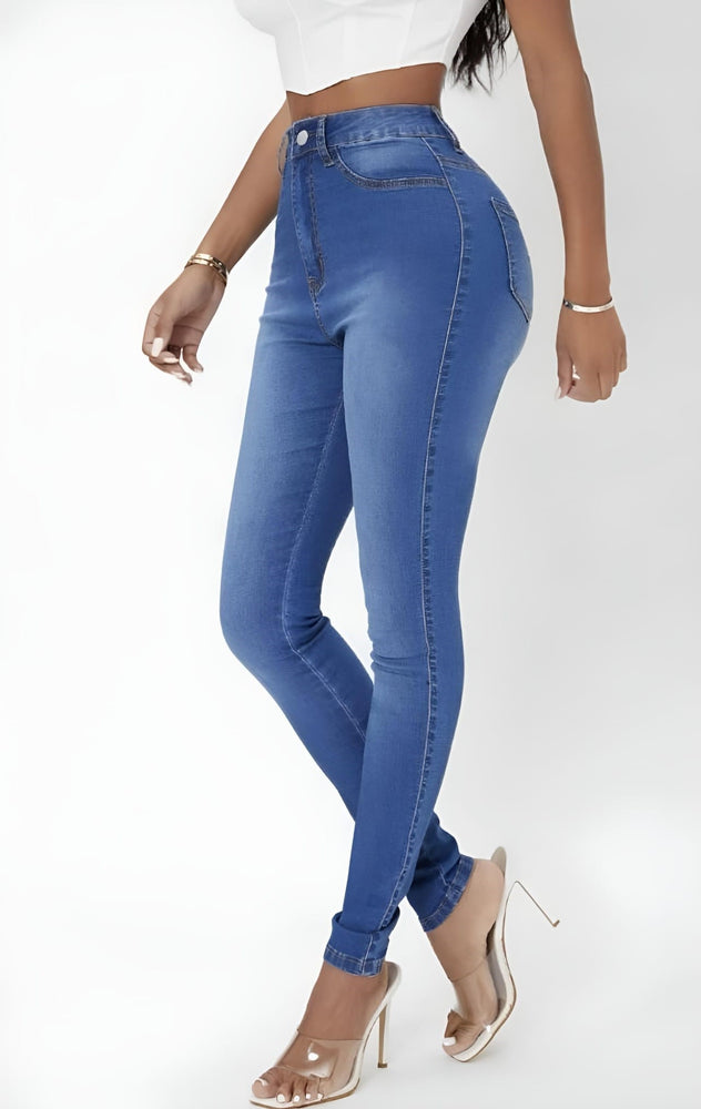 Pantalone Donna Jeans Skinny Tasche Passanti Bottone Casual Sensuale - LE STYLE DE PARIS