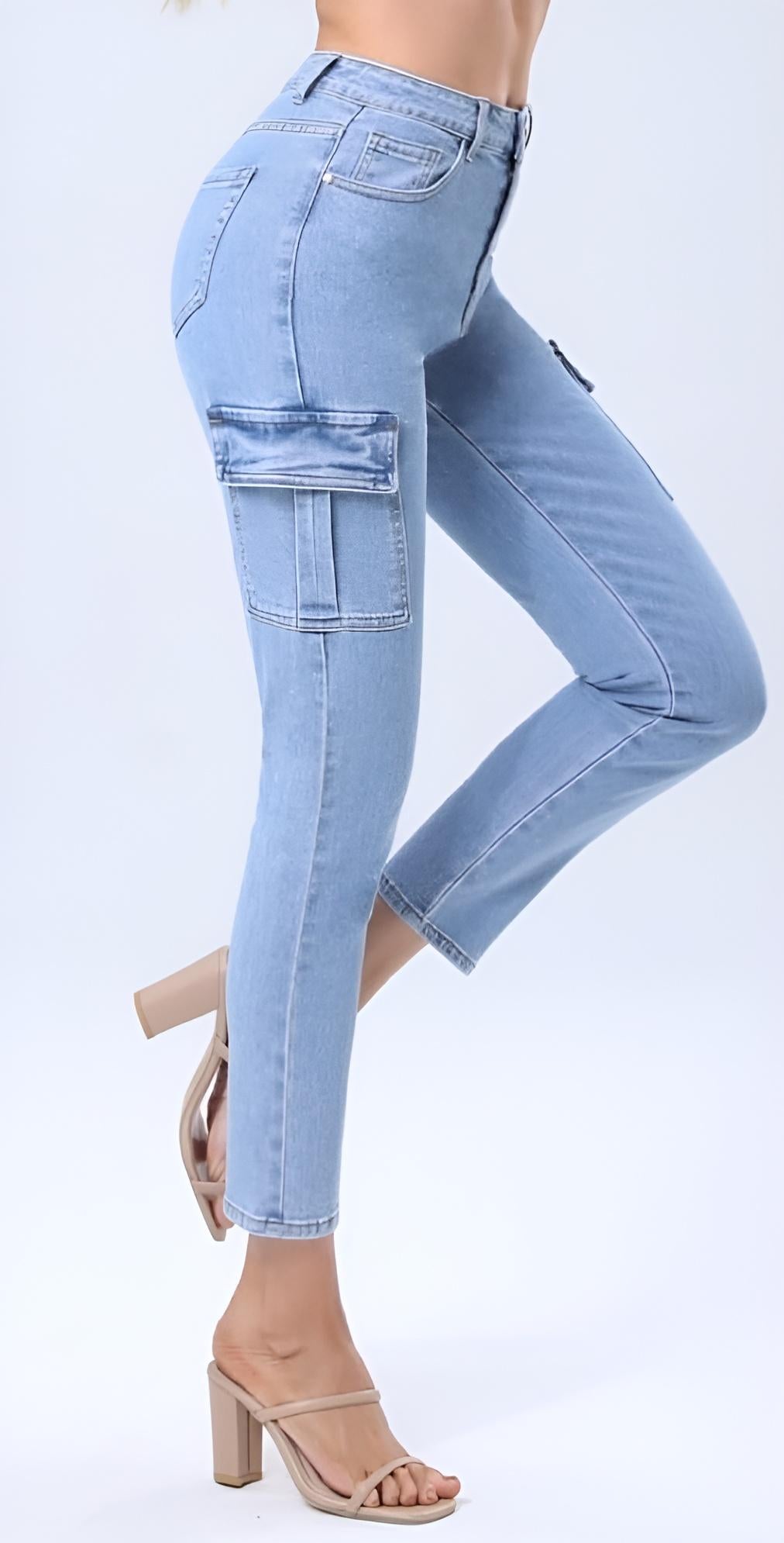 Pantalone Donna Jeans Vita Alta Skinny Tasca Passante Bottone Cerniera Aderente Casual - LE STYLE DE PARIS