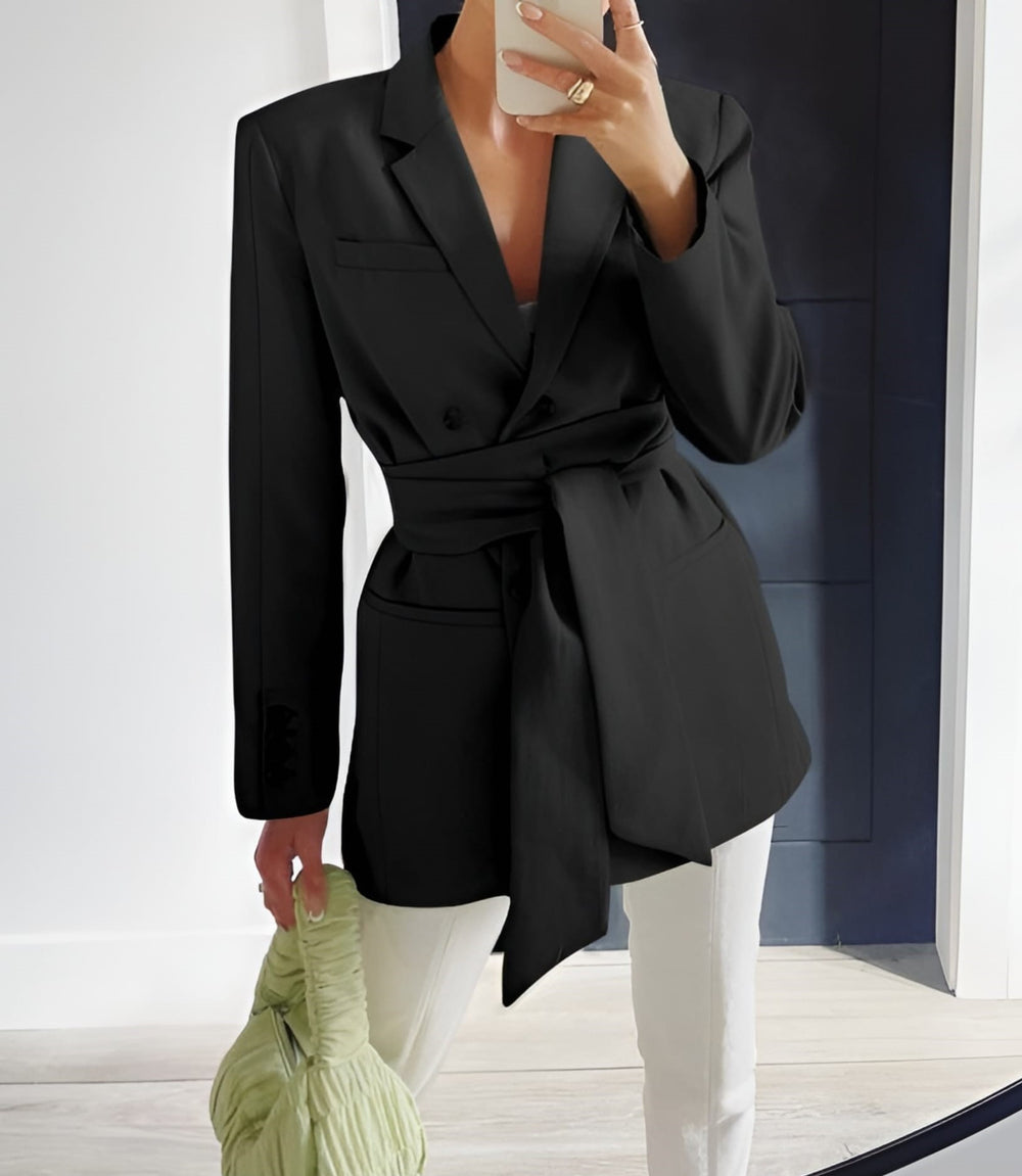 Women's Jacket Blazer Double Petto Casual Belt Elegant – LE STYLE DE PARIS
