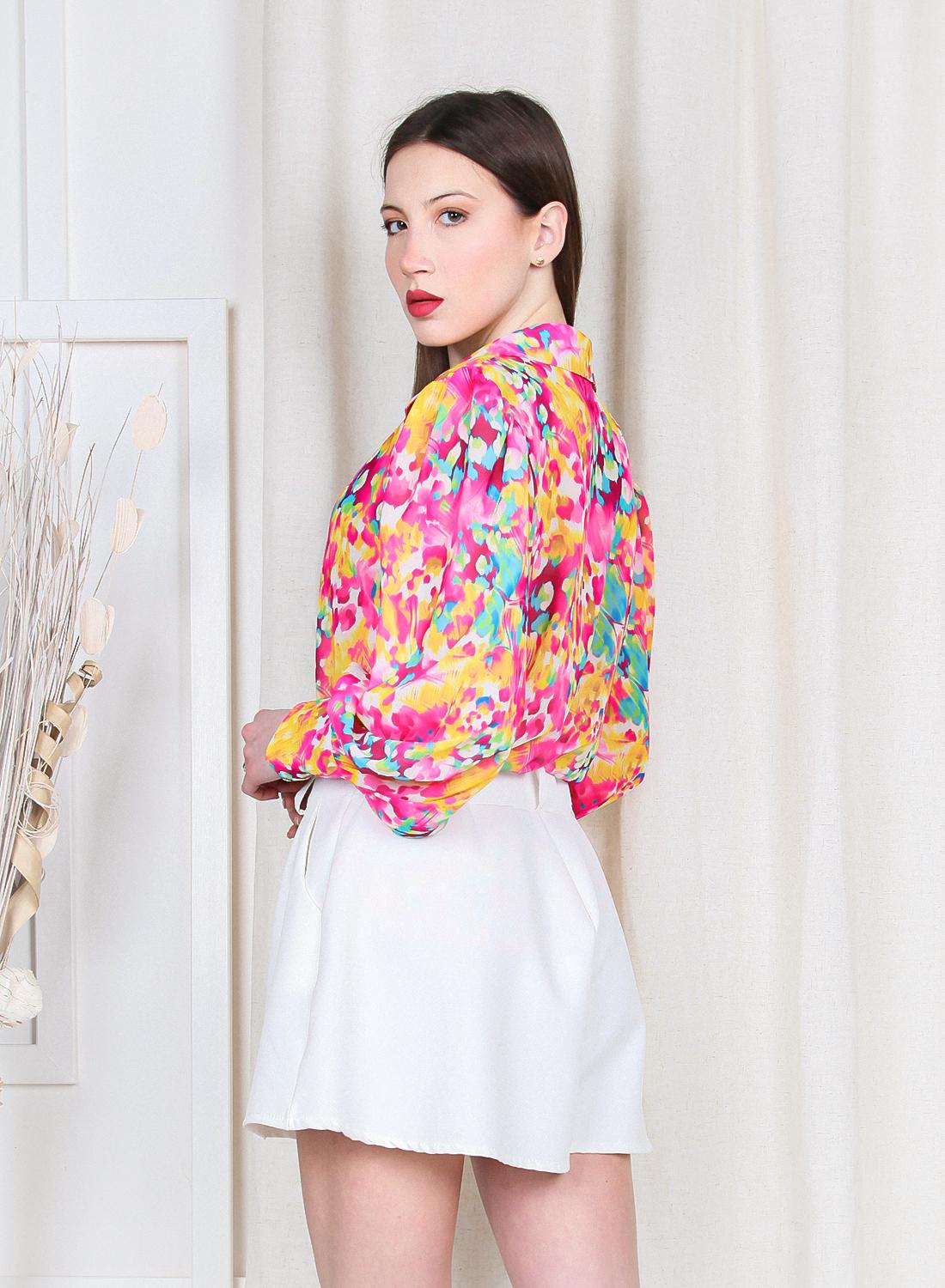 
                  
                    Camicia Donna Morbida Bottoni Fantasia Floreale Multicolore Casual Elegante - LE STYLE DE PARIS
                  
                