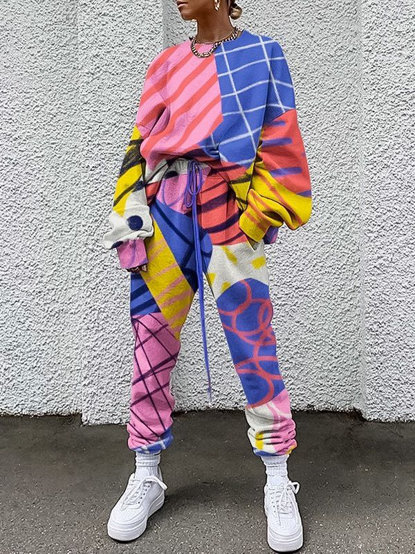 Tuta Donna Coordinato Maglia Pantalone Multicolore - LE STYLE DE PARIS