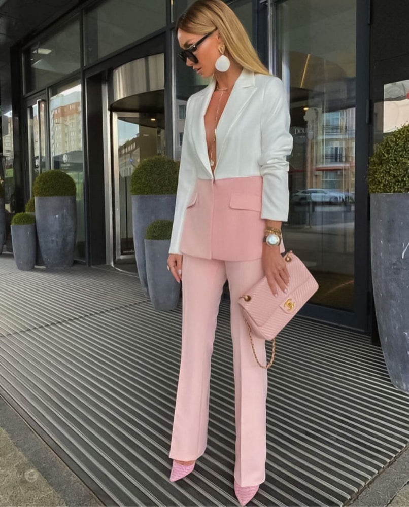 Tailleur Donna Bicolore Giacca Pantalone Elegante - LE STYLE DE PARIS