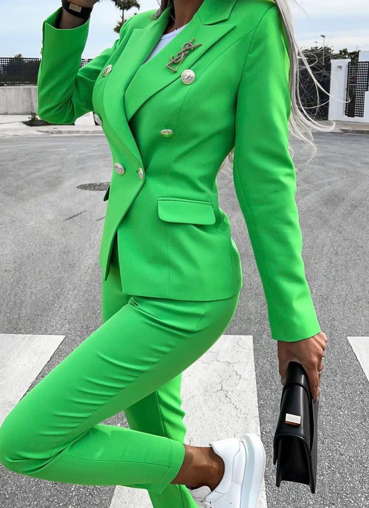
                  
                    Tailleur Donna Giacca Blazer Doppio Petto Pantalone Bottoni Elegante - LE STYLE DE PARIS
                  
                