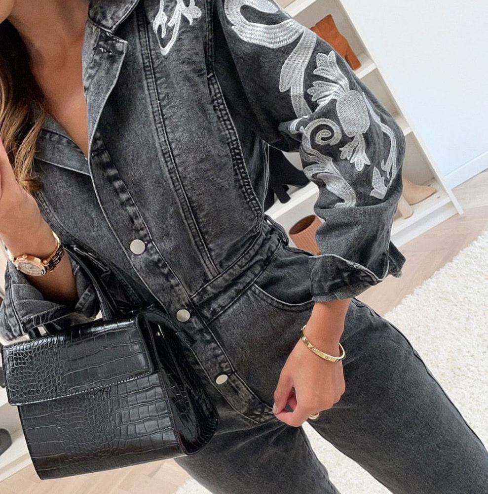 
                  
                    Tuta Donna Jeans Bottoni Manica Lunga Tasche Sensuale Casual Elegante - LE STYLE DE PARIS
                  
                