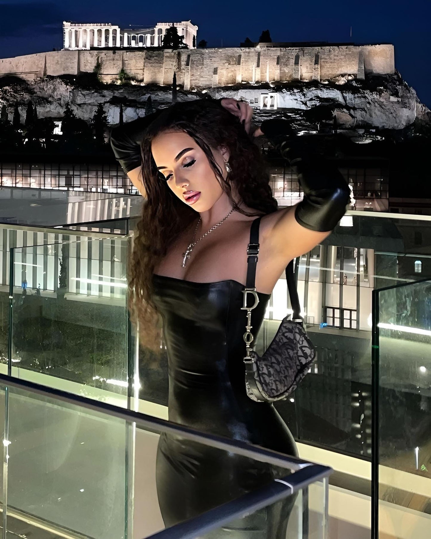 Vestito Donna Aderente Scollo Fascia Guanti Ecopelle Casual Elegante Sensuale - LE STYLE DE PARIS
