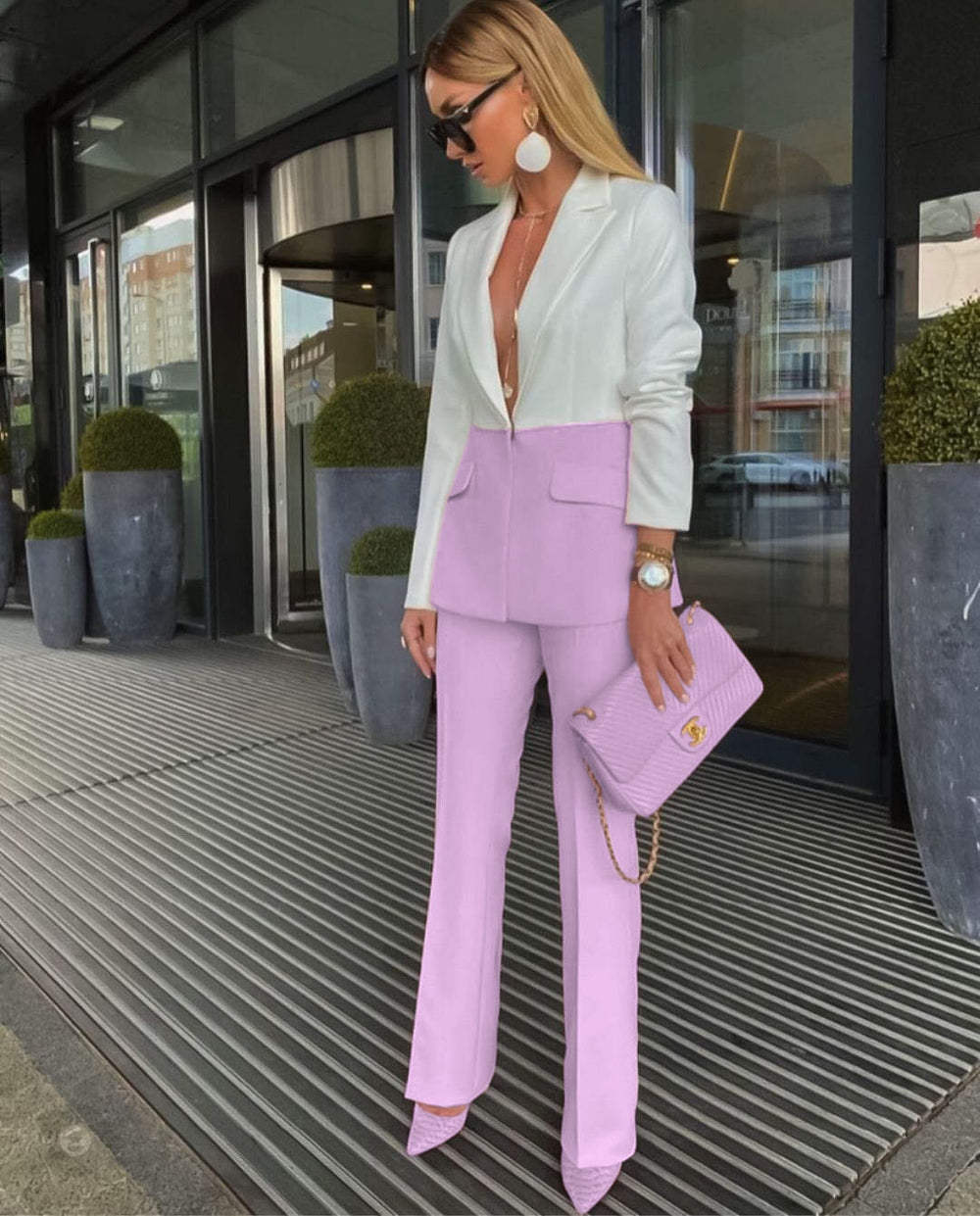 Tailleur Woman Bicolor Jacket Trousers Elegant – LE STYLE DE PARIS