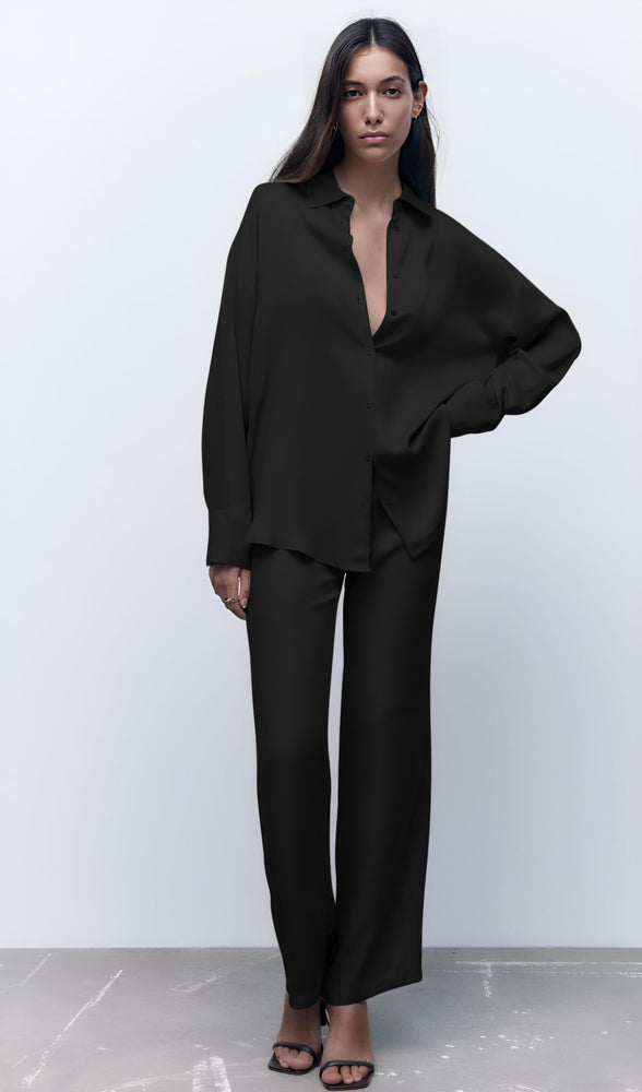 Completo Donna Camicia Bottoni Colletto Pantalone Morbido Casual Elegante - LE STYLE DE PARIS