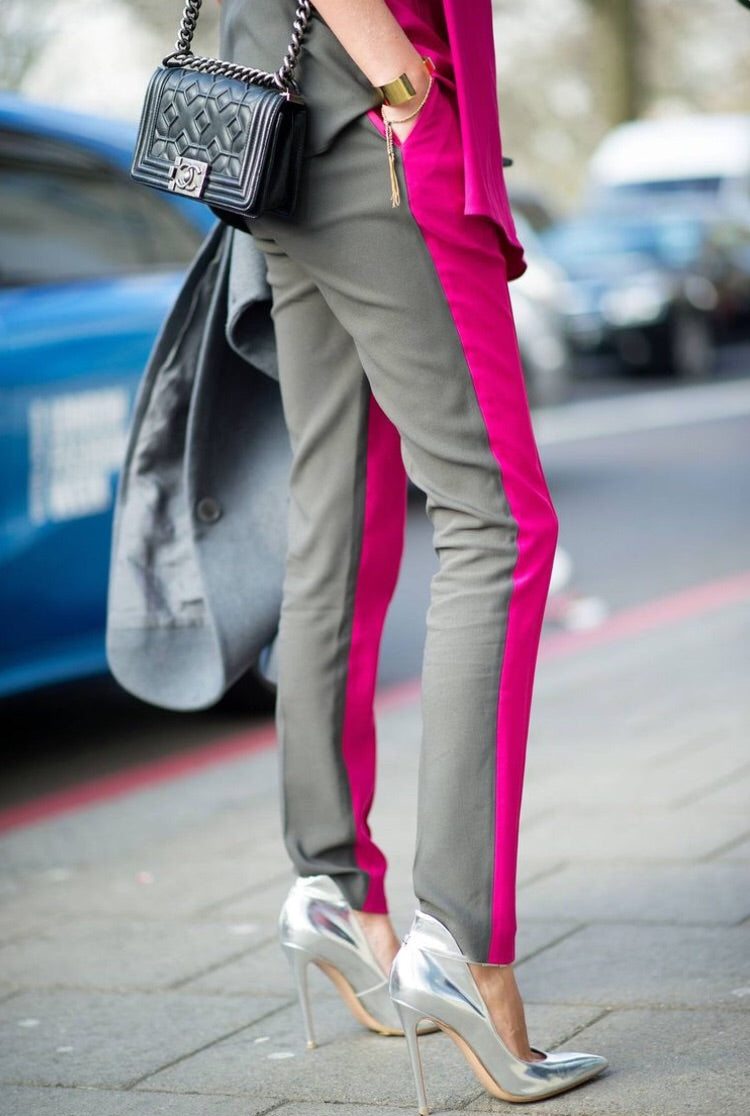 Pantalone Donna Bicolor Cerniera Chiusura Tasche Casual Elegante - LE STYLE DE PARIS