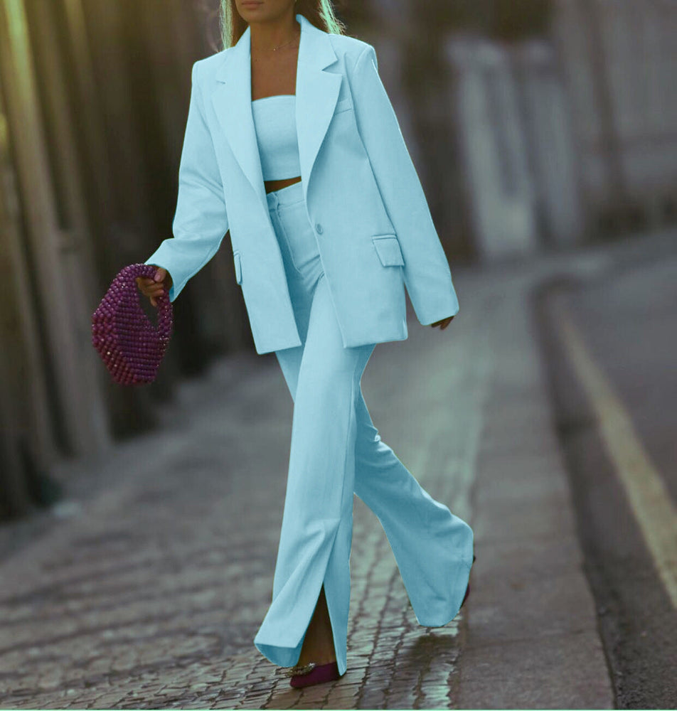 
                  
                    Tailleur Donna Elegante Giacca Blazer Pantalone Zampa Spacco - LE STYLE DE PARIS
                  
                