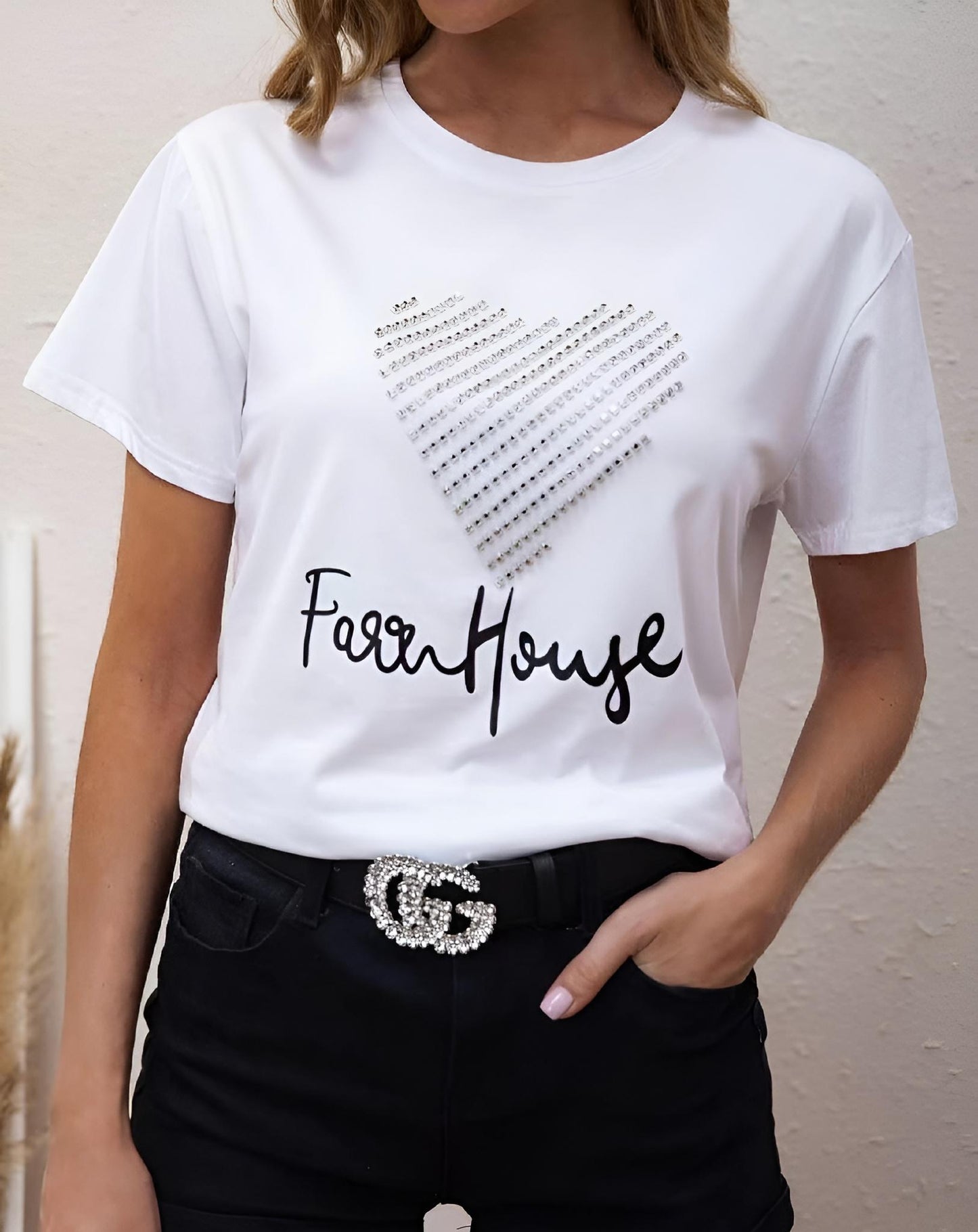 Maglia Donna T Shirt Cuore Scritta Mezza Manica Casual - LE STYLE DE PARIS
