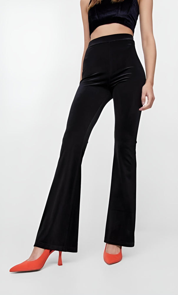 Pantalone Donna Vita Alta Zampa Ciniglia Elastico Casual Elegante - LE STYLE DE PARIS