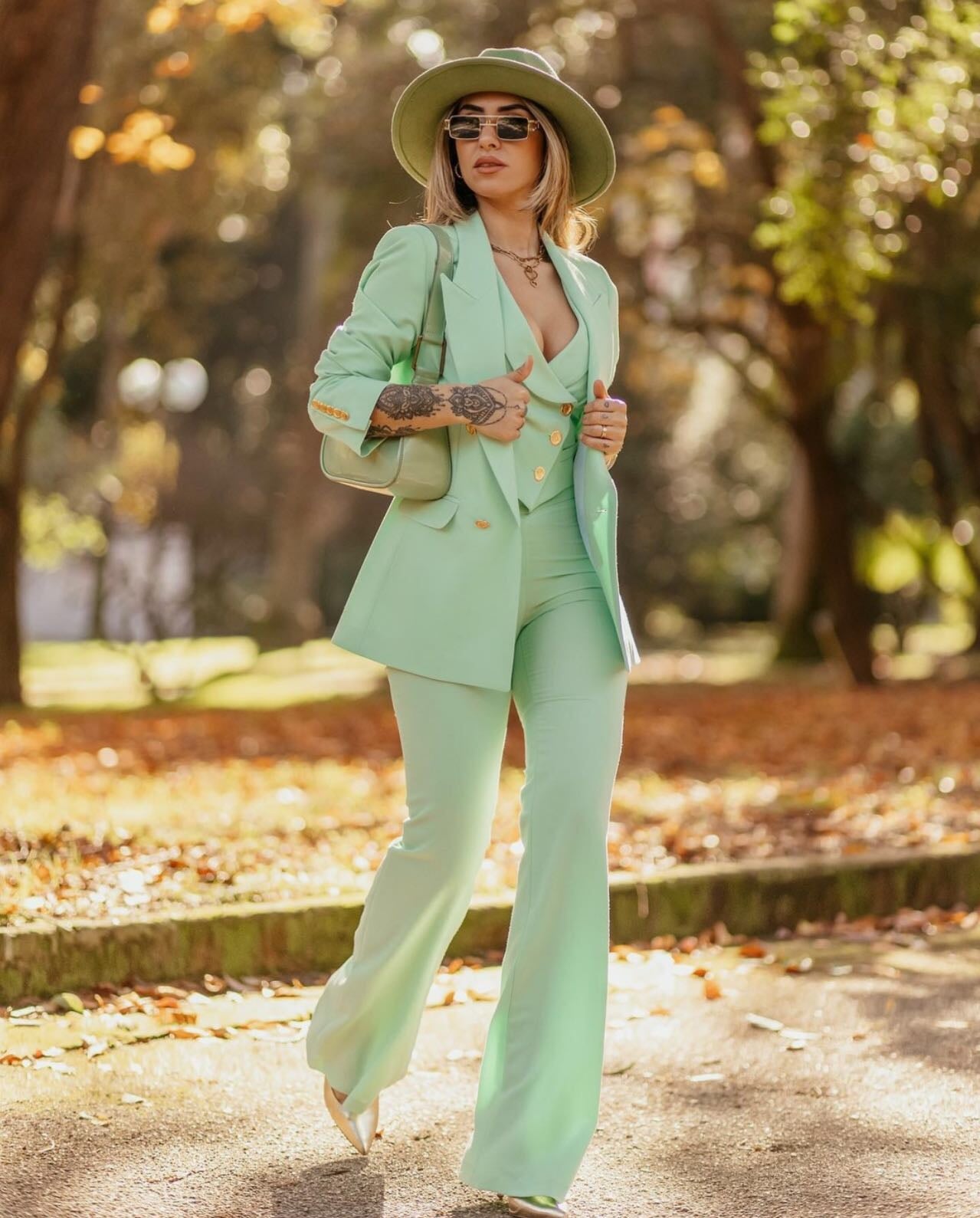 Tailleur Donna Giacca Top Cropped Pantalone Zampa Casual Elegante - LE STYLE DE PARIS