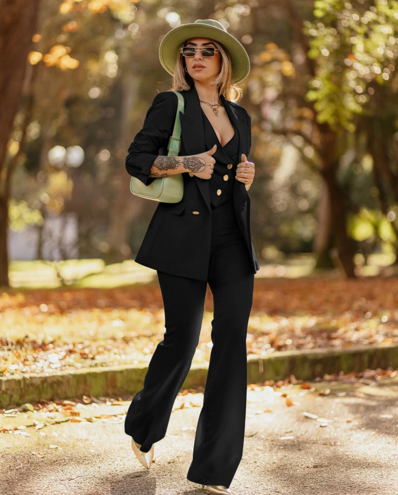 
                  
                    Tailleur Donna Giacca Top Cropped Pantalone Zampa Casual Elegante - LE STYLE DE PARIS
                  
                