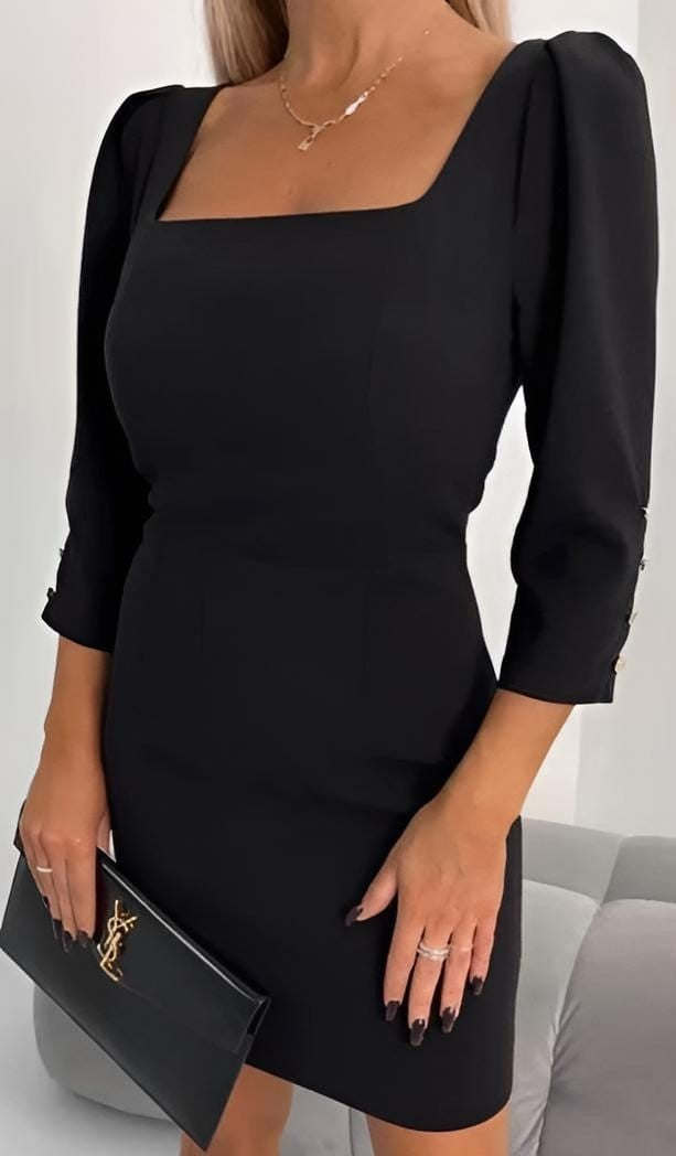 
                  
                    Vestito Donna Tubino Scollo Cuore Schiena Scoperta Bottoni Elegante Sensuale - LE STYLE DE PARIS
                  
                