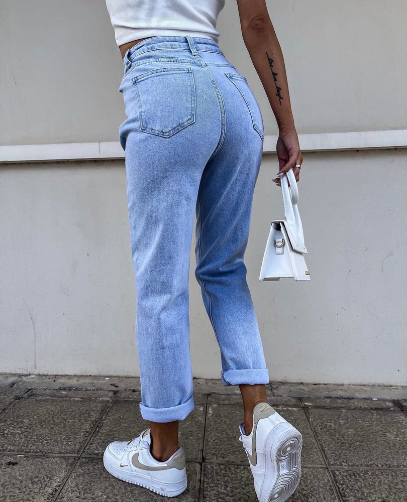 
                  
                    Jeans Donna Pantalone Cut Out Bottone Slim Casual - LE STYLE DE PARIS
                  
                
